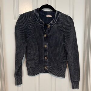 Women's Navy Button-Up Sweater